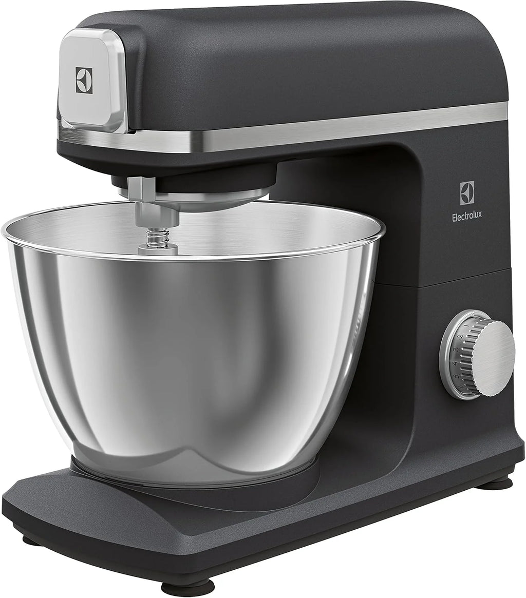 Electrolux Robot Kuchenny 1200 W, 10 prędkości + f. pulsacyjna, Oświetlenie LED misy, 2 misy o pojemności 4,8l i 2,9l, W Zestawie: Hak, Trzepaczka, Ubijaczka, Silikonowa Łyżka, Pokrywa, EKM5570,Beżowy