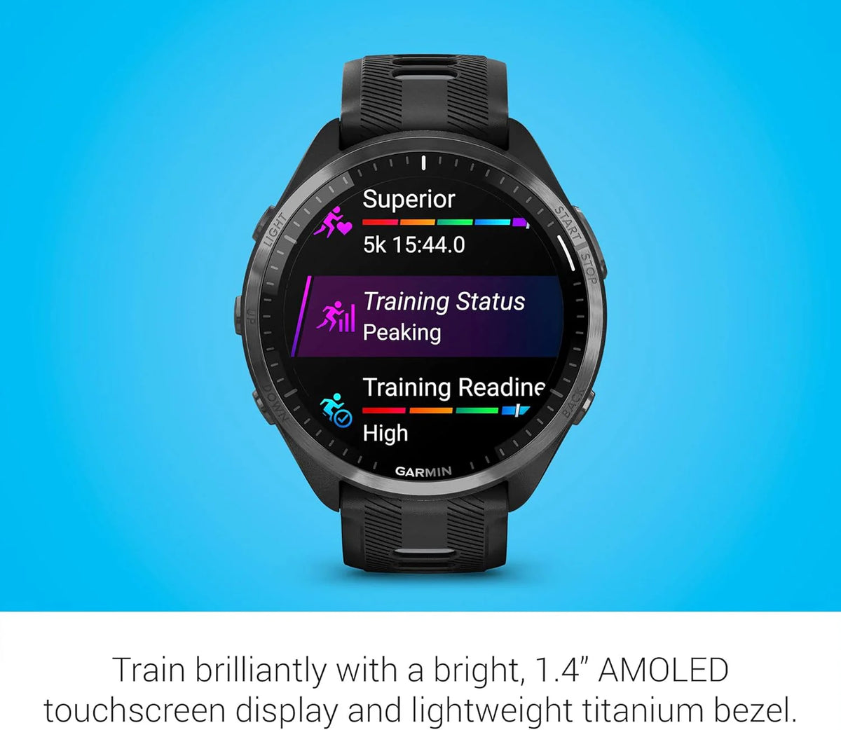 Garmin Forerunner® 965 Inteligentny zegarek do biegania, kolorowy wyświetlacz AMOLED, pomiary treningu i informacje o odzyskiwaniu, czarny i pudrowo-szary, 010-02809-00