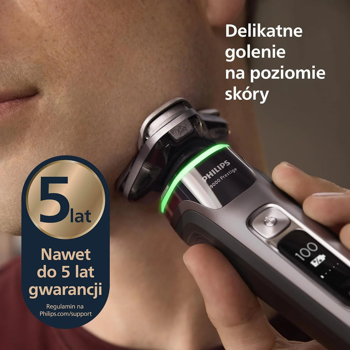 Philips Shaver i9000 Prestige, golarka elektryczna do golenia na sucho i mokro z technologią Skin IQ, System Triple Lift & Cut, podwójne ostrza SteelPrecision 360º, stylizator brody, Model XP9202/33