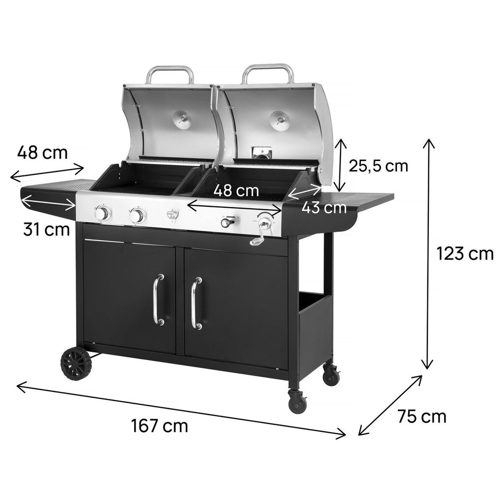 Grill gazowo-węglowy 2 w 1 Western - czarny