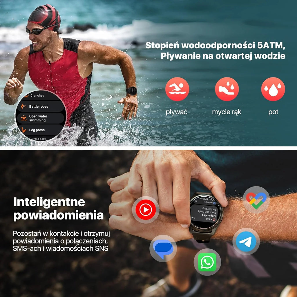 Ticwatch Pro 5 Enduro Smartwatch dla mężczyzn z systemem Android Wear OS Smart Watch 90 h, akumulator 110+, tryby treningowe 7/24, tętno 5 ATM, kompas GPS, nie jest kompatybilny z iPhonem