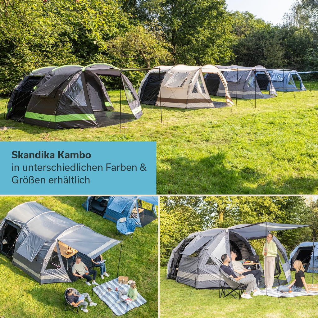 Skandika Kambo namiot tunelowy dla 4-8 osób, ciemna kabina sypialna, dla 4-8 osób, wodoszczelny, 3000 słupa wody, 3 wejścia, dach przeciwsłoneczny, przedsionek namiotowy, namiot rodzinny, namiot o