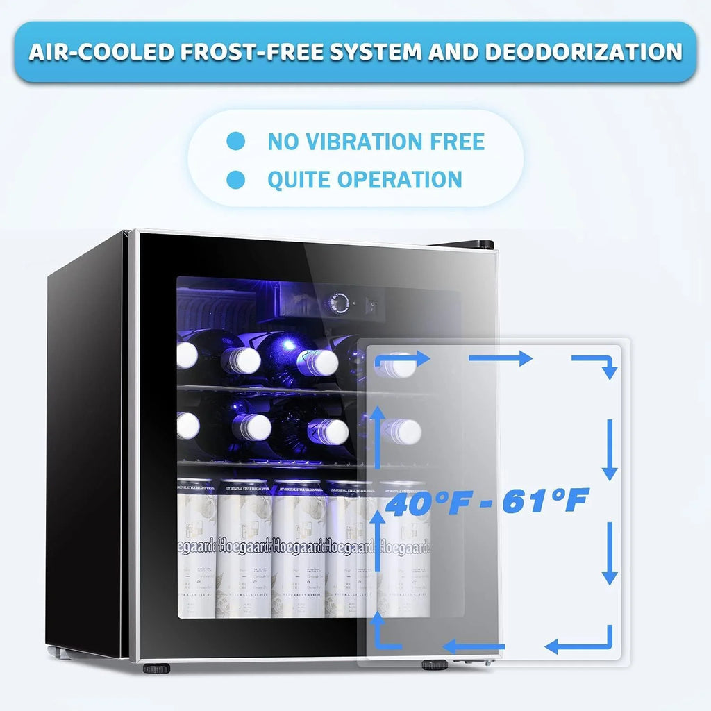 Antarctic Star 1.6cu.ft Wine Cooler/Cabinet Beverage Refrigerator Small Mini Red & White Wine Cellar Beer Soda Clear Front Glass Door Counter Top Bar Fridge Quiet Operation Compressor Adjust Temperature Freestanding…
