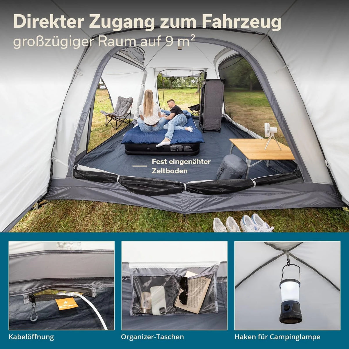 Skandika Pitea 4 Flex Protect Bundle namiot kopułowy z kluczem typu van; namiot kempingowy dla 4 osób, z zamkiem, do furgonetki, wszyta podłoga, słup wody 5000 mm, UPF 50+, namiot, kemping, do
