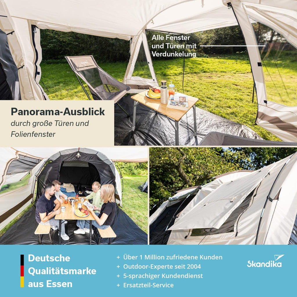 Skandika Kambo namiot tunelowy dla 4-8 osób, ciemna kabina sypialna, dla 4-8 osób, wodoszczelny, 3000 słupa wody, 3 wejścia, dach przeciwsłoneczny, przedsionek namiotowy, namiot rodzinny, namiot o