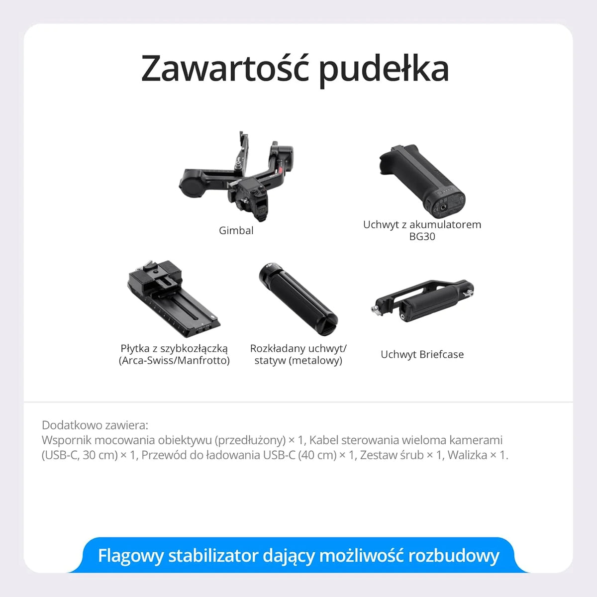 DJI RS 4 Pro, 3-osiowy gimbal do lustrzanek cyfrowych i kamer Canon/Sony/Panasonic/Nikon/Fujifilm, natywne nagrywanie w pionie 2 gen., 4,5 kg udźwigu, silniki Dual Focus i Zoom