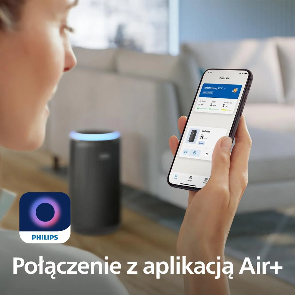 Philips Oczyszczacz powietrza z serii 4200, HEPA NanoProtect + podwójny filtr z aktywnym węglem, CADR 600 m³/h dla 156 m², bardzo cichy, inteligentny i energooszczędny (AC4221/11)
