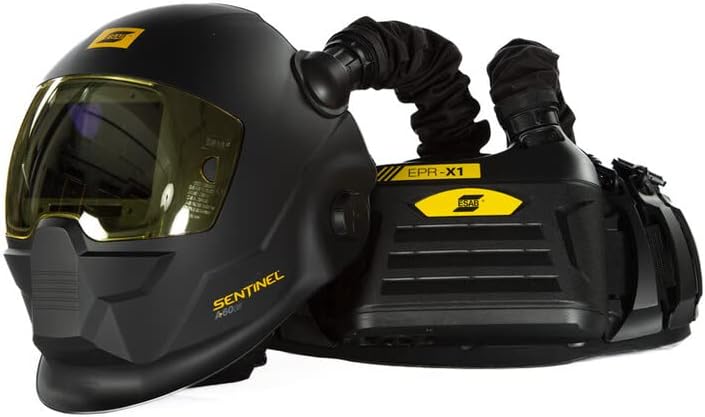 ESAB Sentinel A60 Air z ESAB EPR-X1 PAPR kask spawalniczy z napędzanym respiratorem oczyszczającym powietrze