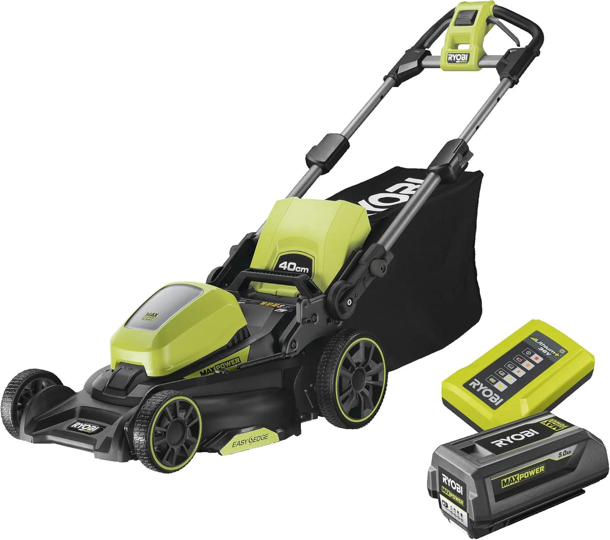 Ryobi 36 V MAX Power RY36LM40A-150 kosiarka akumulatorowa, 1 x 5,0 Ah i ładowarka, 40 cm