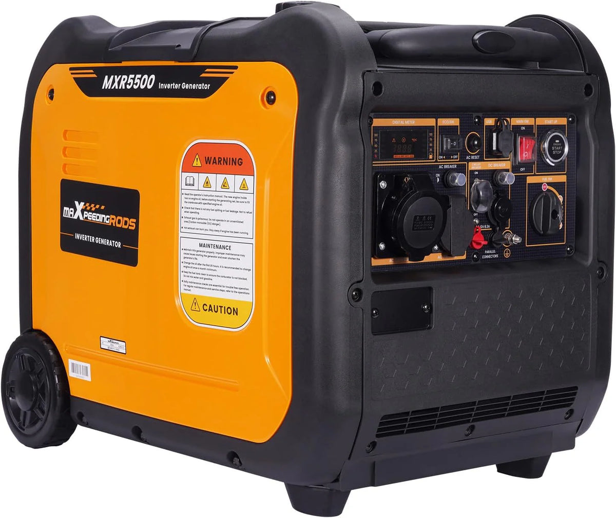 maXpeedingrods Inwertorowy generator prądu 5500 W, benzynowy, 4-suwowy z USB i gniazdami 230 V, super cichy i lekki jako awaryjny agregat prądotwórczy do przyczep kempingowych, lodówek