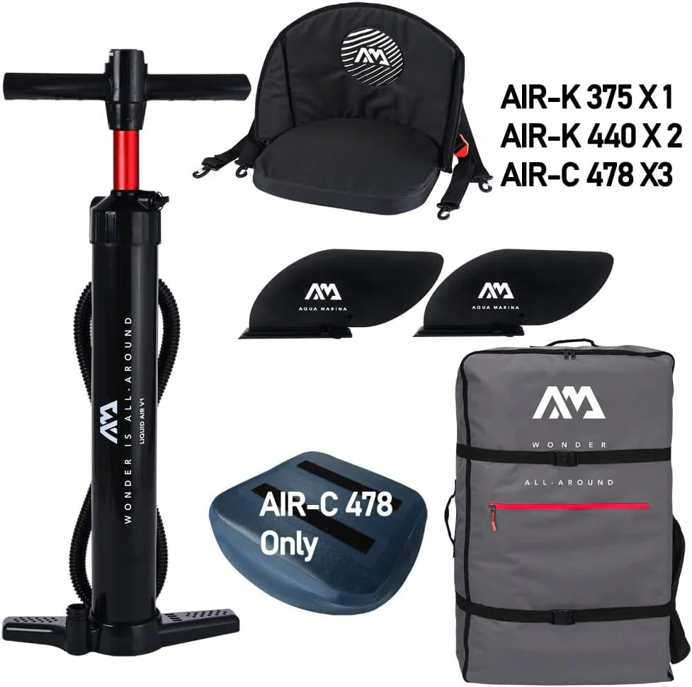 Aqua Marina Tomahawk AIR-C wysokociśnieniowy nadmuchiwany kajak premium dla 2-3 osób, długość 478 cm, morski/żółty