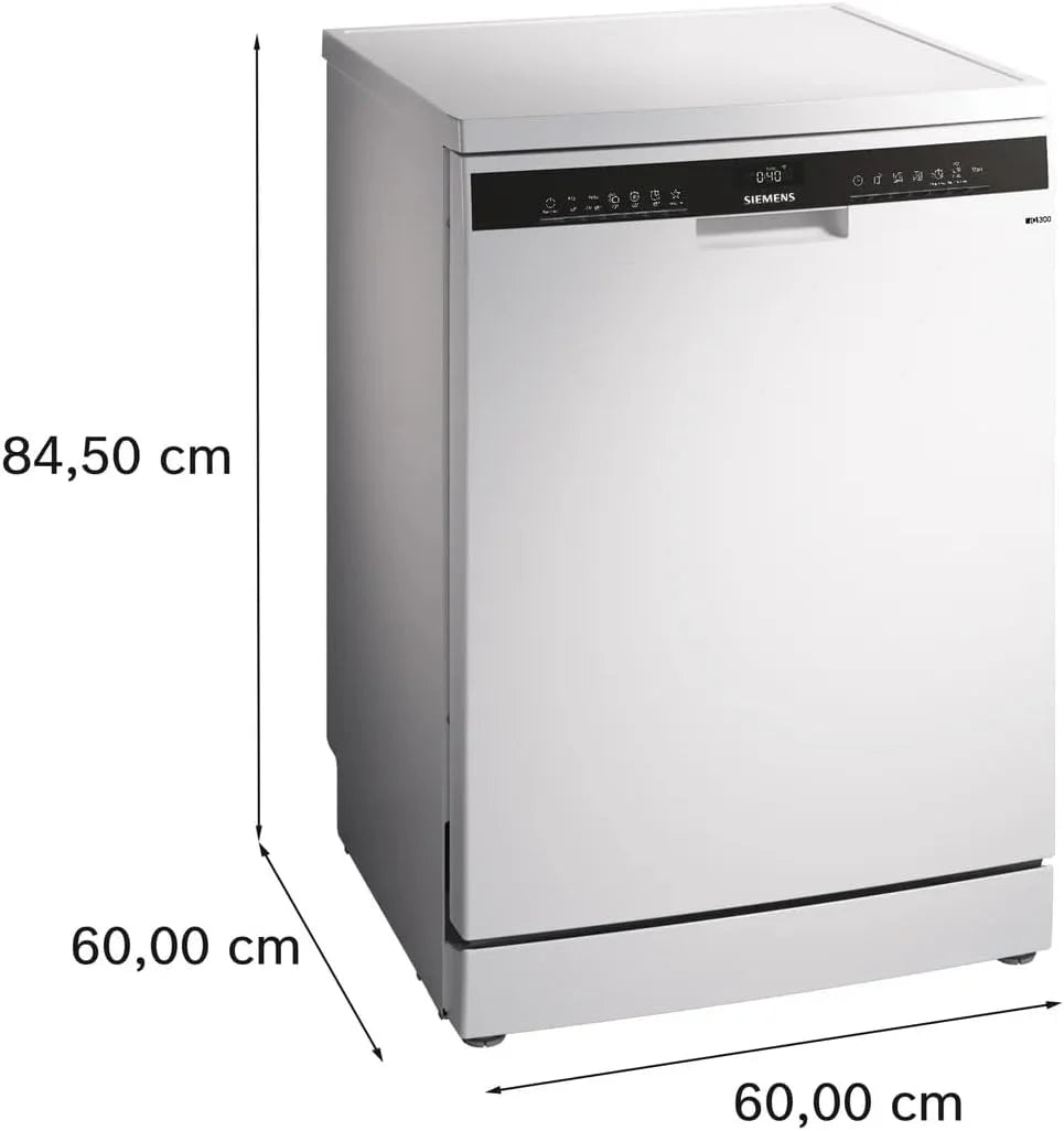 Siemens SN23EW03ME iQ300 inteligentna zmywarka do naczyń, wolnostojąca, szerokość 60 cm, szuflada na sztućce, biała, automatyczne otwieranie drzwi po zakończeniu programu, przyjemnie cicha praca z
