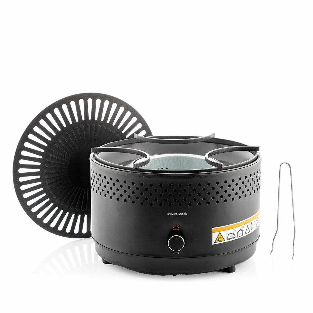 Innovagoods przenośny bezdymny grill węglowy, żelazo, Ø28,5 x 18 cm, czarny