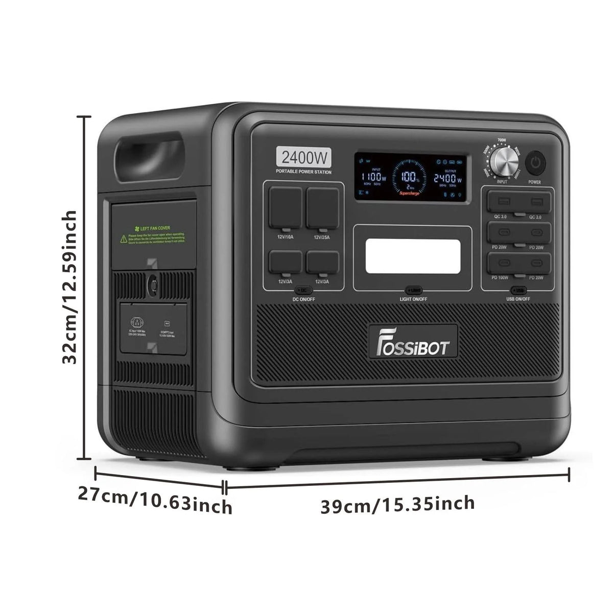 FOSSIBOT-Polska F2400 przenośna stacja zasilająca 2048Wh 2400W 200W panel słoneczny