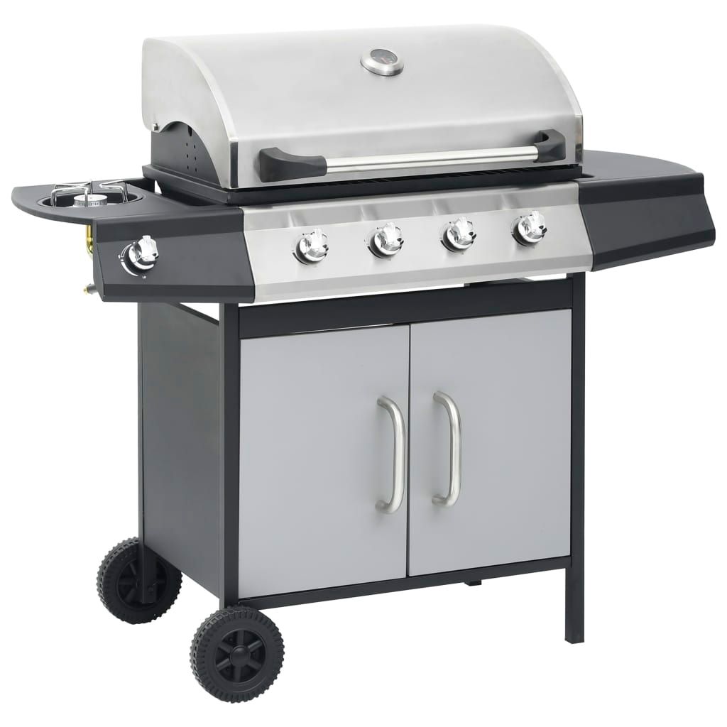 Grill gazowy Vidaxl z 4+1 palnikami, czarno-srebrny
