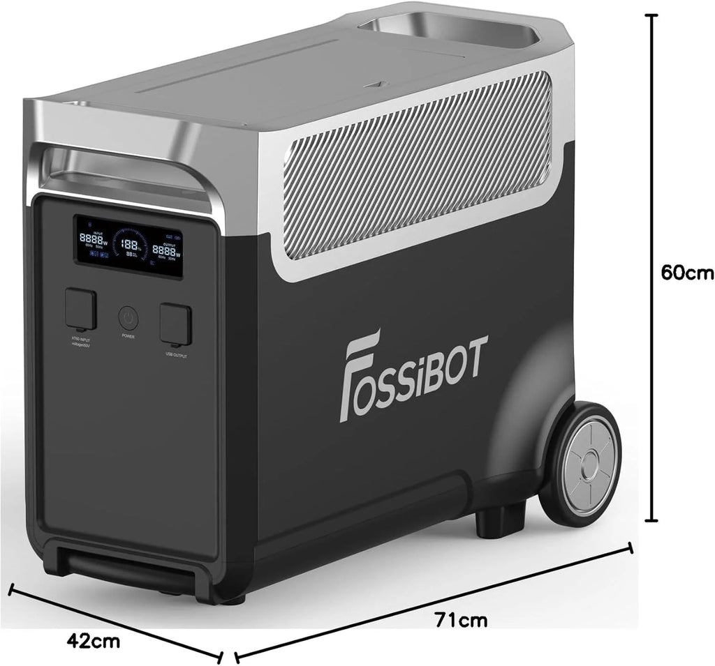 FOSSiBOT F3600 Pro Generator z panelem solarnym 420 W, przenośne zasilanie LiFePO4 3840 Wh, 3 x 230 V AC 3600 W (szczyt 7200 W), generator burzowy, oświetlenie LED do biwakowania, kampera, awarii