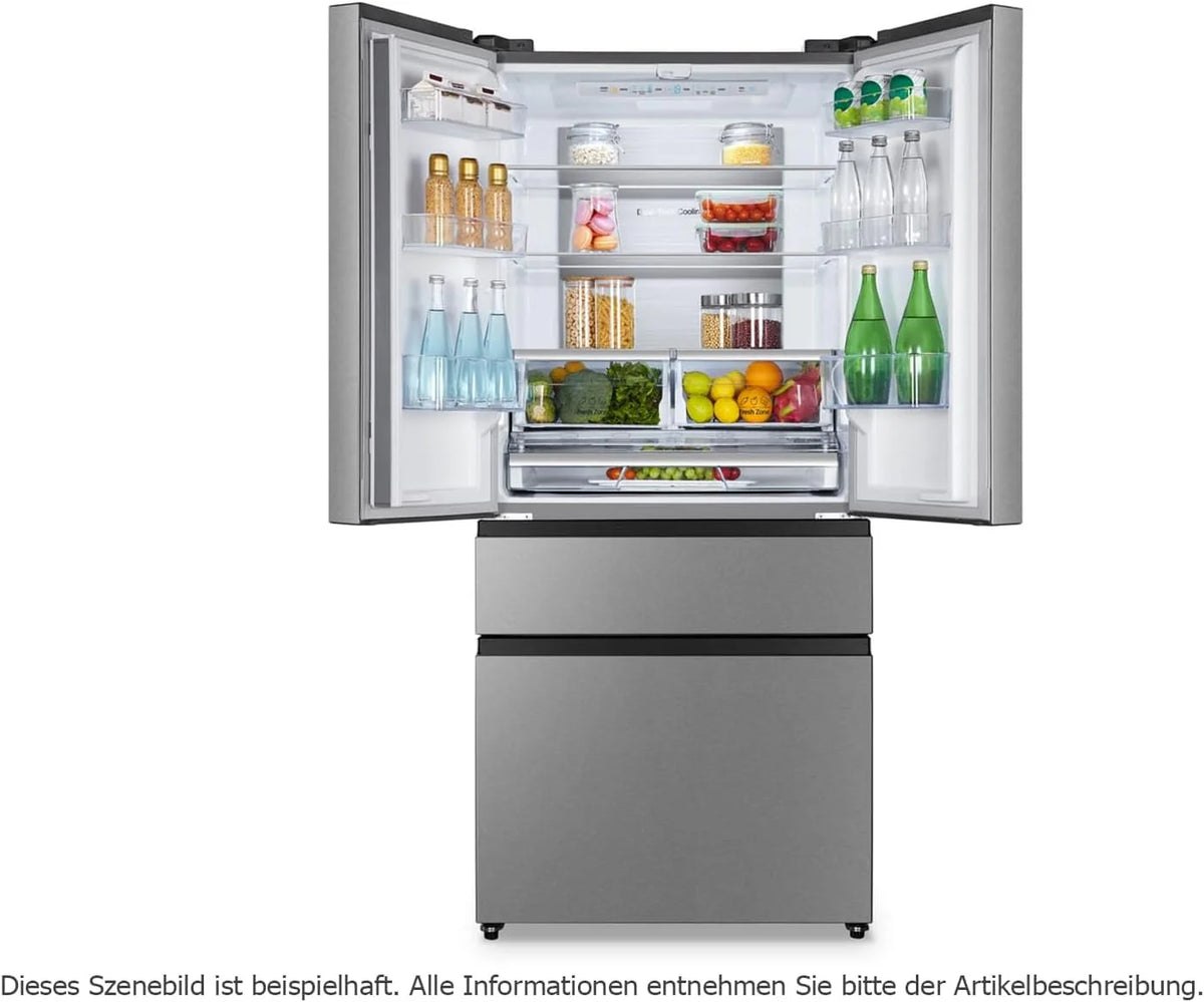 Hisense RF540N4SBI2 Francuska zamrażarka drzwiowa, NoFrostPlus, sprężarka inwerterowa, ConvertActive, CrispZone, 181,7 cm, część lodówki 302 l, część zamrażarki 178 l, 40 dB, 310