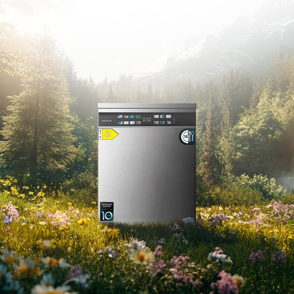 Cecotec Zmywarka do zabudowy Bolero Aguazero 6210 Inox D. 60 cm, 15 koców, klasa D, Display Color, trzecia taca, 14 programów, podwójna strefa, elektroniczny Aquastop, regulowana taca, AutoClean