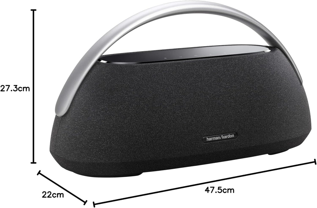 Harman Kardon Go+ Play 3 Bezprzewodowy Głośnik Bluetooth z Mikrofonem, USB, Wbudowanym Akumulatorem, 8h Odtwarzania i Dźwiękiem Stereo, Szary