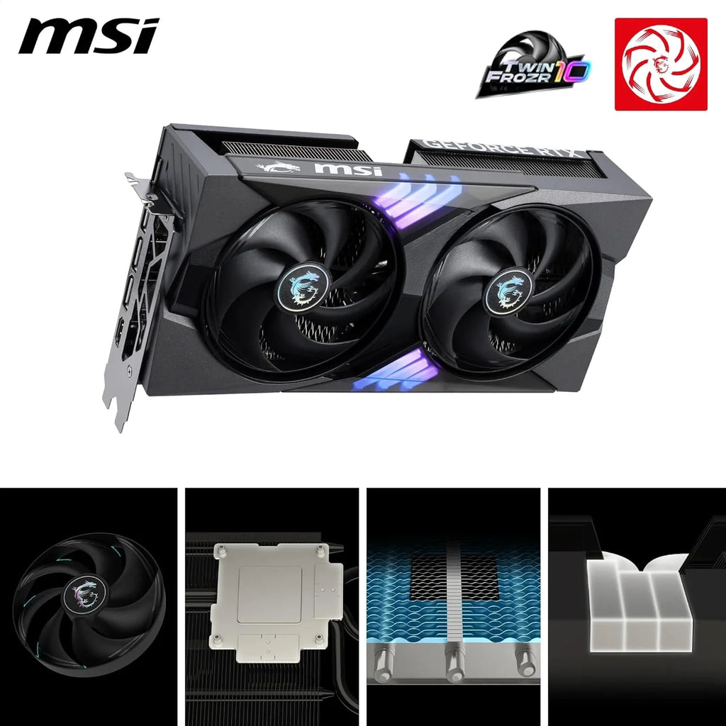 MSI Karta graficzna NVIDIA GeForce RTX 5060 Ti 8G Ventus 2X OC Plus - 8 GB GDDR7 (28 GB/s /128 Bits), PCIe 5.0 - Podwójny wentylator (2 x wentylatory STORMFORCE), HDMI 2.1b, DisplayPort 2.1b