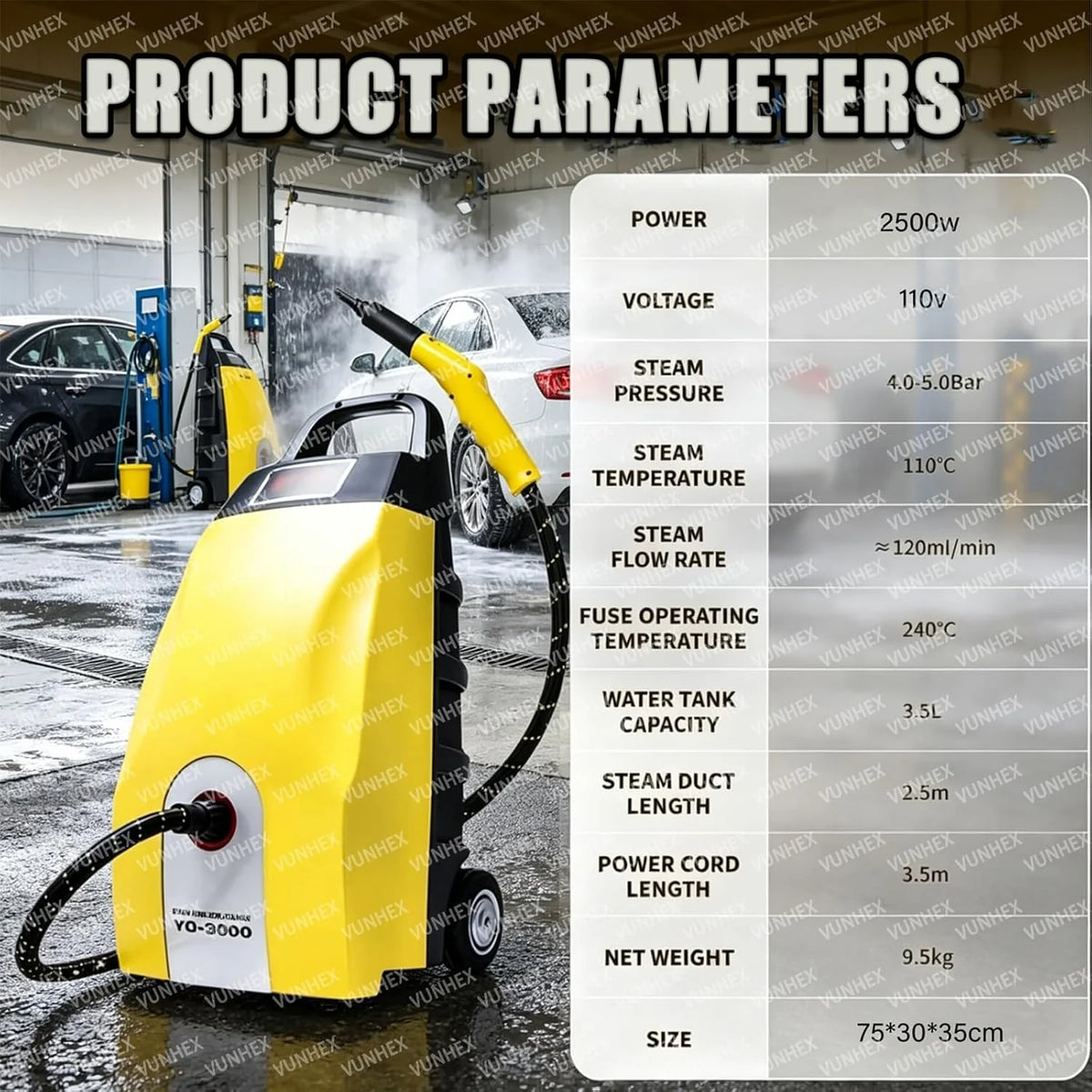 Komercyjny Mop Parowy I Myjka Ciśnieniowa 3000 W Wytrzymałe Urządzenie 6 Akcesoriami Dużym Zbiornikiem 3,5l Potrójną Blokadą Bezpieczeństwa Nagrzewa 20s Do Domu I Auto Detailingu(Yellow)