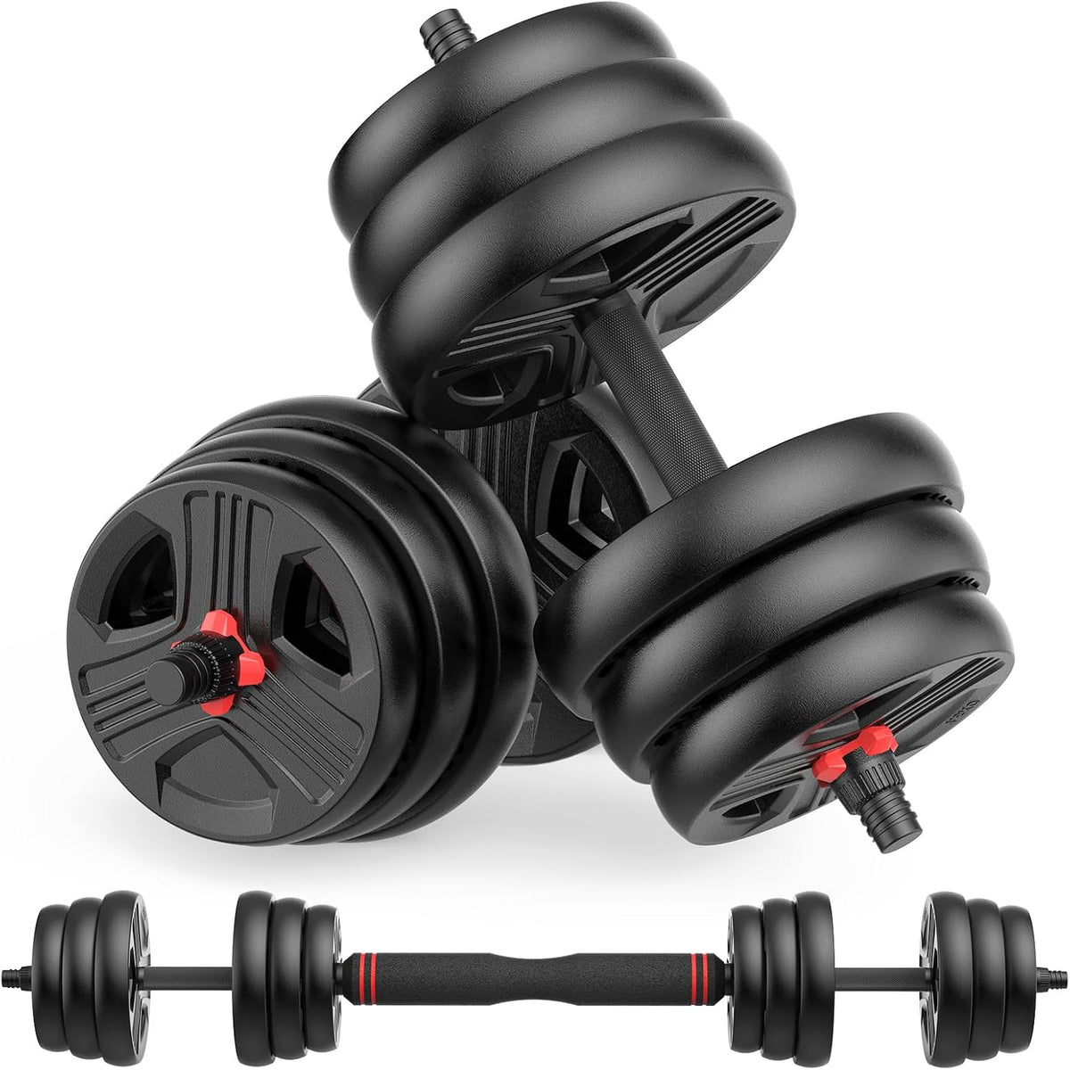 UKEEP Regulowany zestaw hantli, 20/30/40/60/36.3 kg zestaw z łącznikiem 2 zamiennych na sztangę, ćwiczenia fitness do domowej siłowni odpowiednie dla mężczyzn/kobiet
