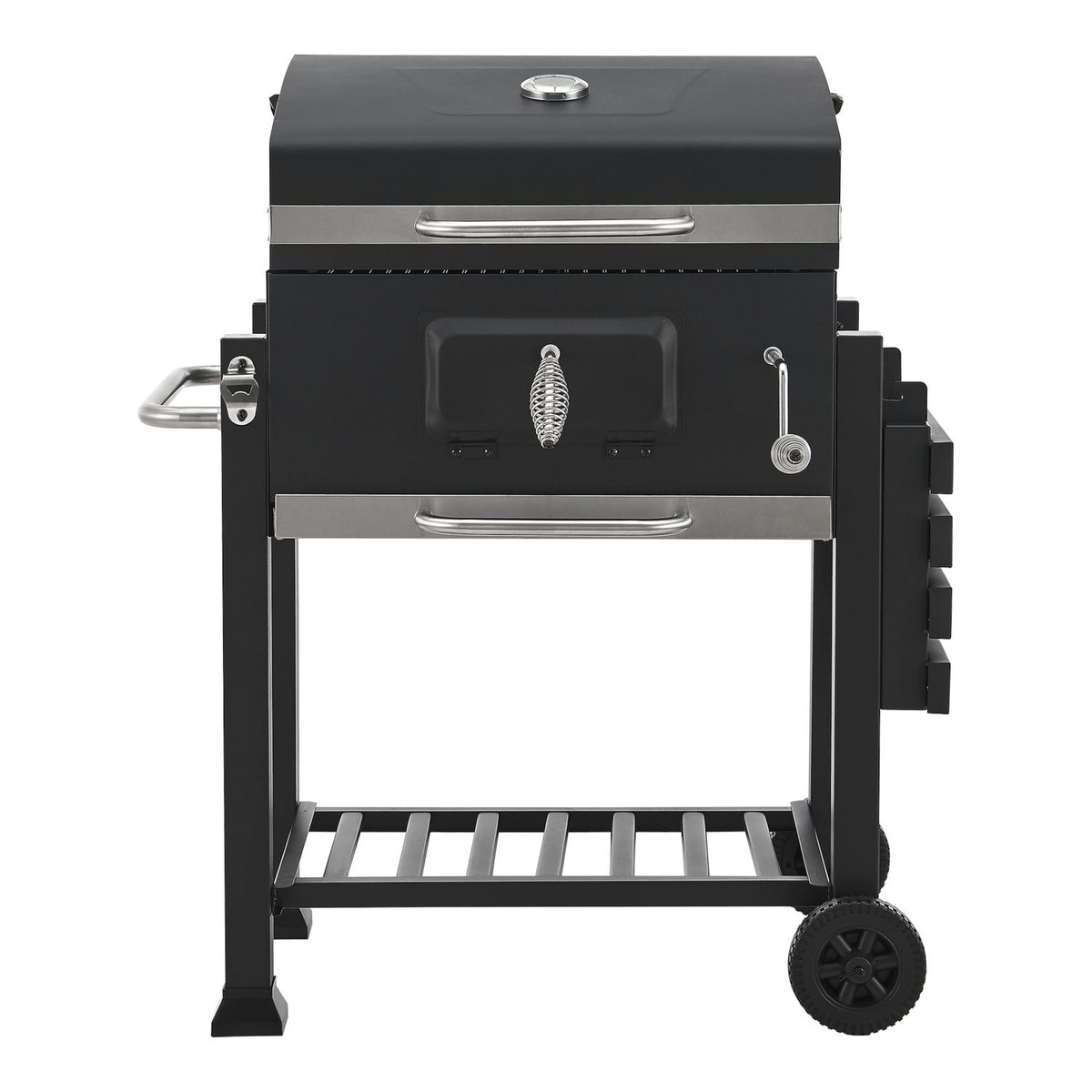 Grill węglowy Arnad z 3 stalowymi półkami 105x114x48cm - czarny [casa.pro]
