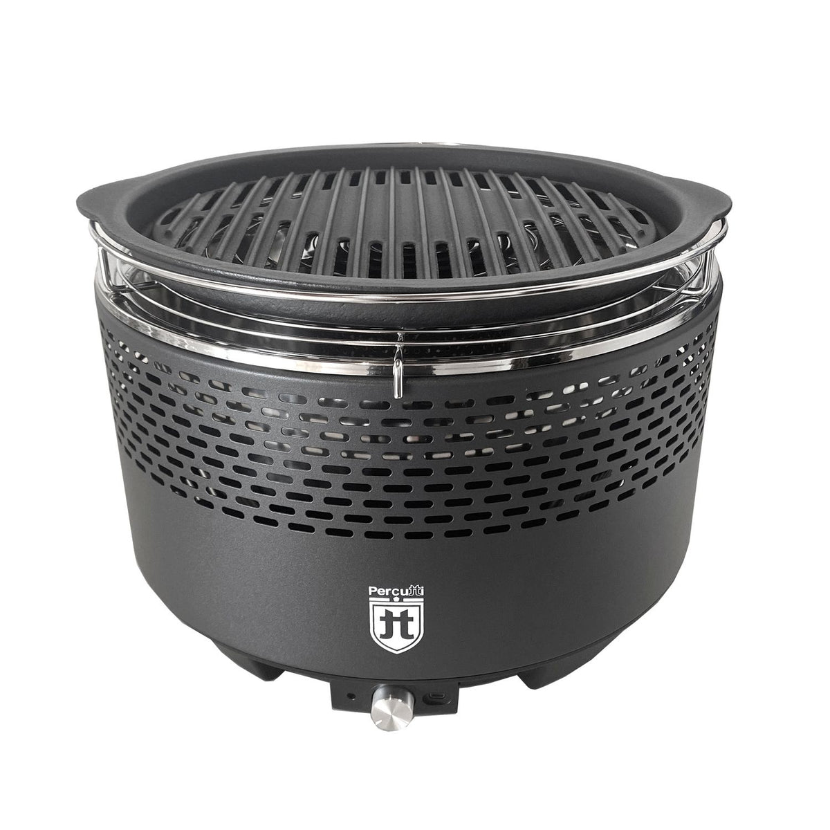 Przenośny grill bezdymny Percutti | Wentylator USB | Grill węglowy z torbą transportową | Szybkie i czyste gotowanie | Idealny na balkon, kemping, do ogrodu lub na patio