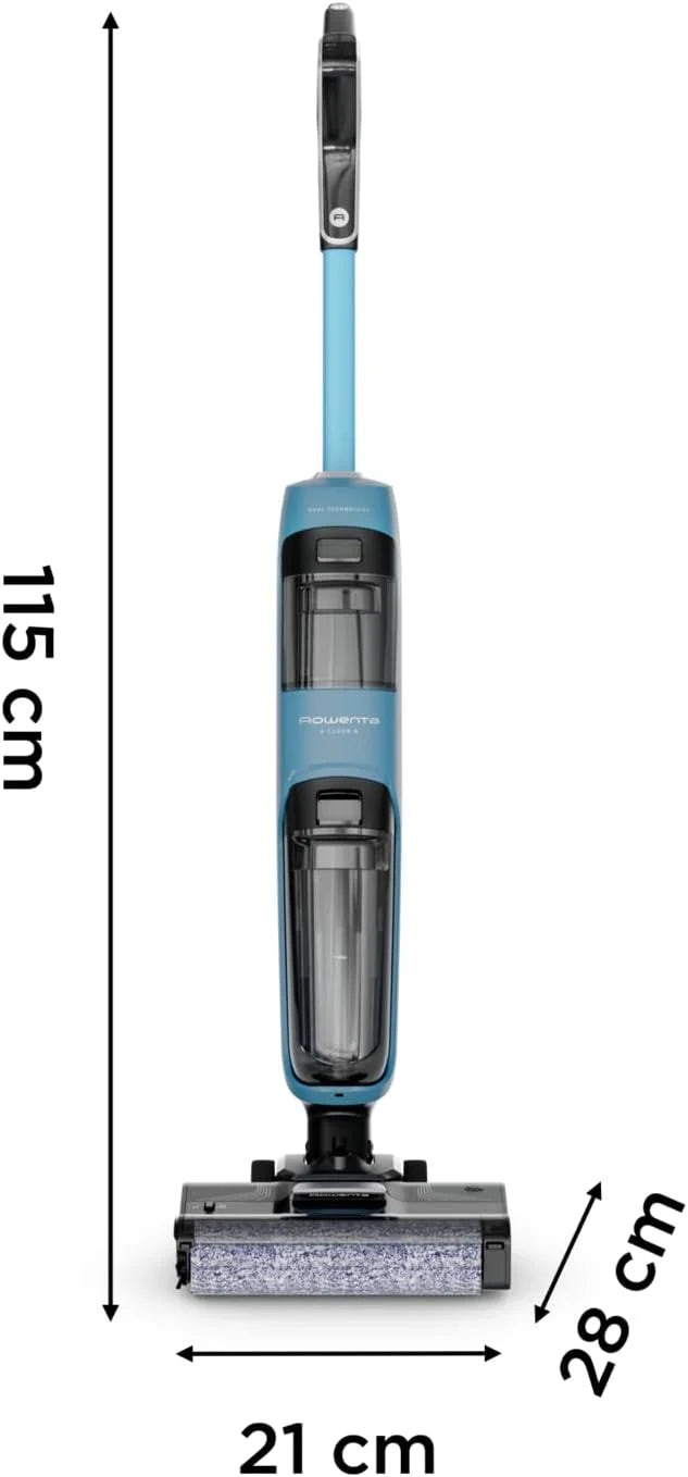 Rowenta X-Clean 10, bezprzewodowy elektryczny mop z technologią mop na mokro i suchy, samoczyszczący i automatyczny, technologia Dual Edge, duży zasięg i wyświetlacz LED, w zestawie dodatkowy filtr