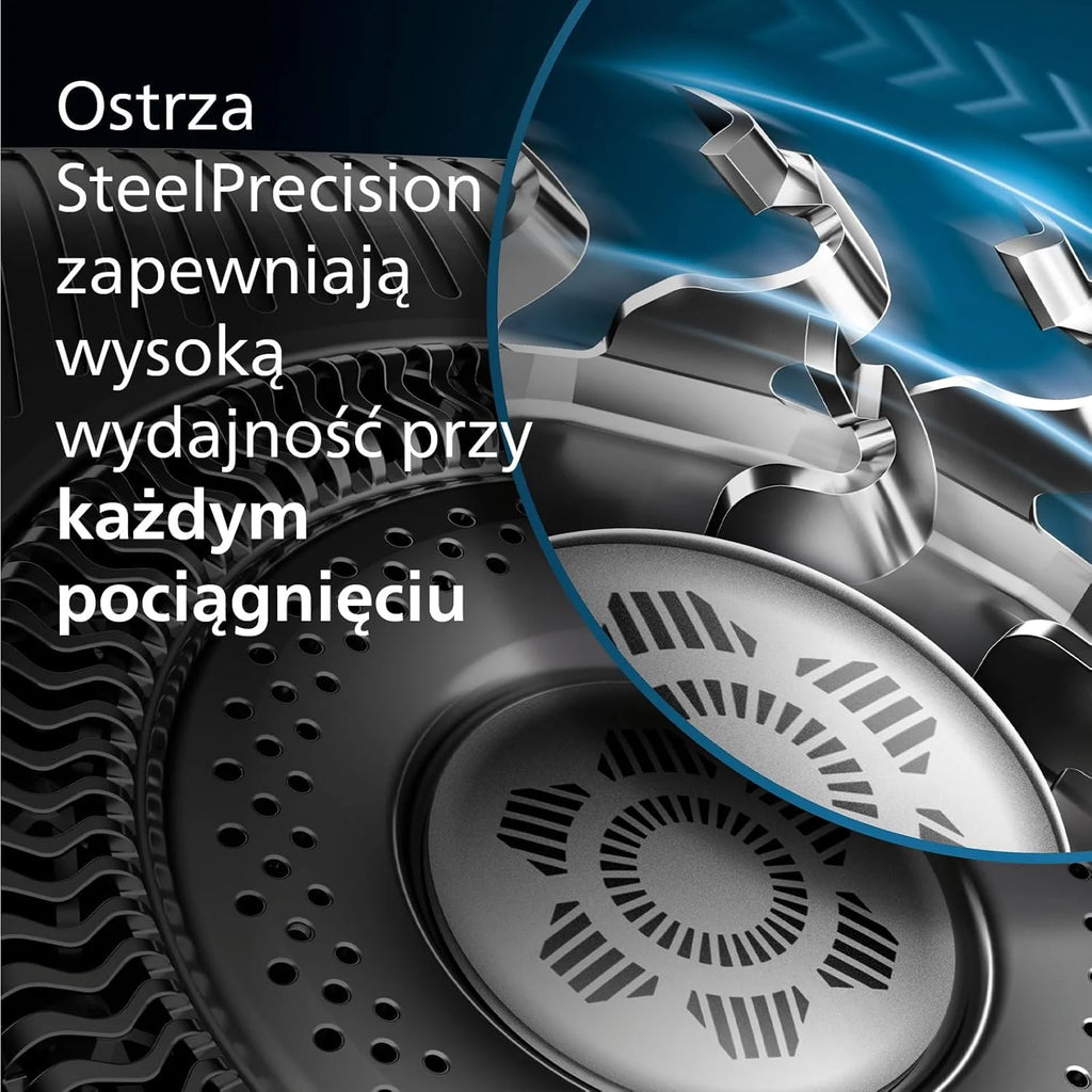Philips Golarka Series 7000 – golarka elektryczna do golenia na mokro i na sucho z technologią SkinIQ z wysuwanym trymerem, pojemnikiem do szybkiego czyszczenia i wkładem, Philips One Blade