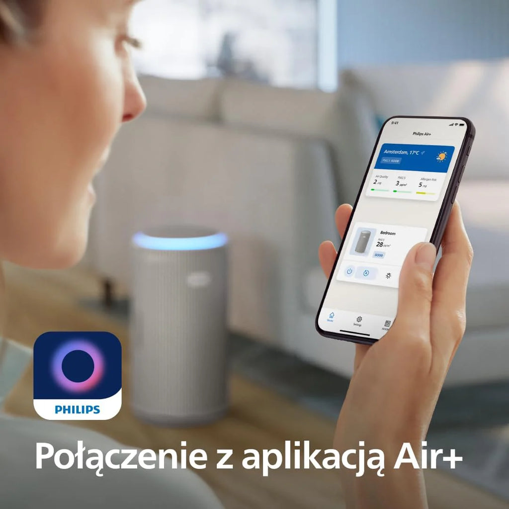 Philips Oczyszczacz powietrza z serii 4200, HEPA NanoProtect + podwójny filtr z aktywnym węglem, CADR 600 m³/h dla 156 m², bardzo cichy, inteligentny i energooszczędny (AC4221/11)