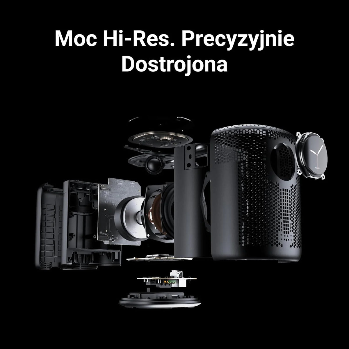 WiiM Sound inteligentny głośnik z ekranem 1,8″, Hi-Res 24-bit/192 kHz, AI RoomFit™, 100 W, Wi-Fi 6E/Bluetooth 5.3, multiroom i stereo, pilot w zestawie, Czarny