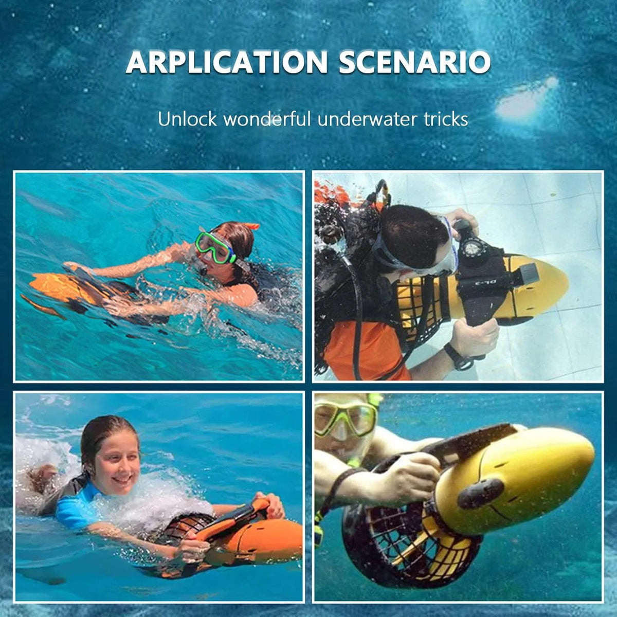 Skuter podwodny, skuter do nurkowania, skuter wodny z akumulatorem litowo-jonowym 6000 mAh, kompaktowy i przenośny skuter morski do sportów wodnych, basen, snorkeling i morskie przygody