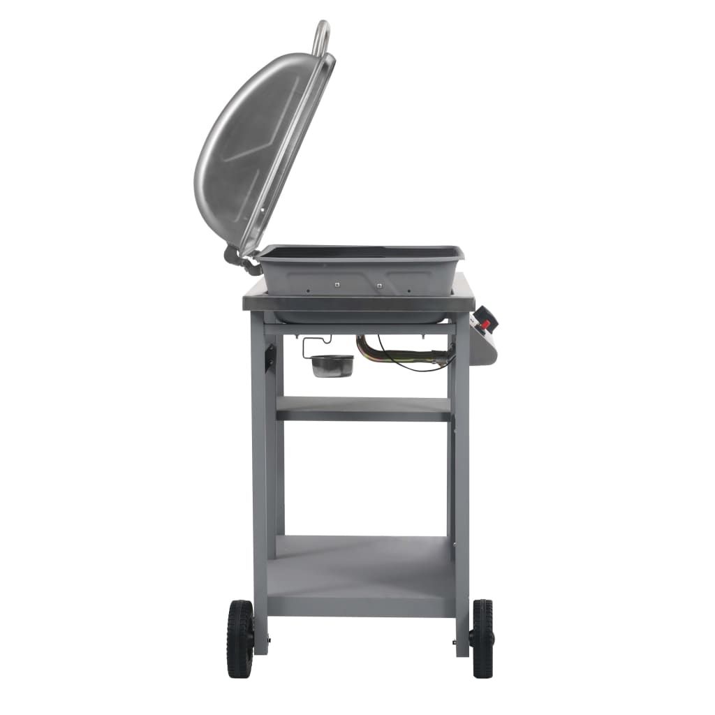VidaXL przenośny grill gazowy z 3-półkowym stolikiem bocznym, srebrny