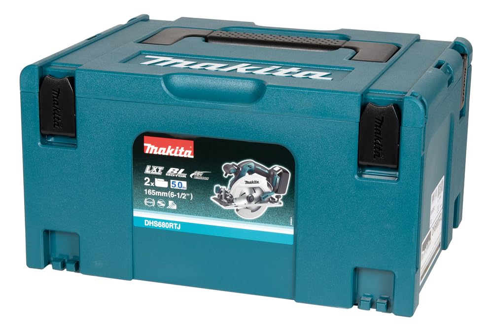 Makita DHS680RMJ ręczna piła tarczowa 57 mm, 18 V, 4,0 Ah, 2 baterie i ładowarka w walizce Makpac