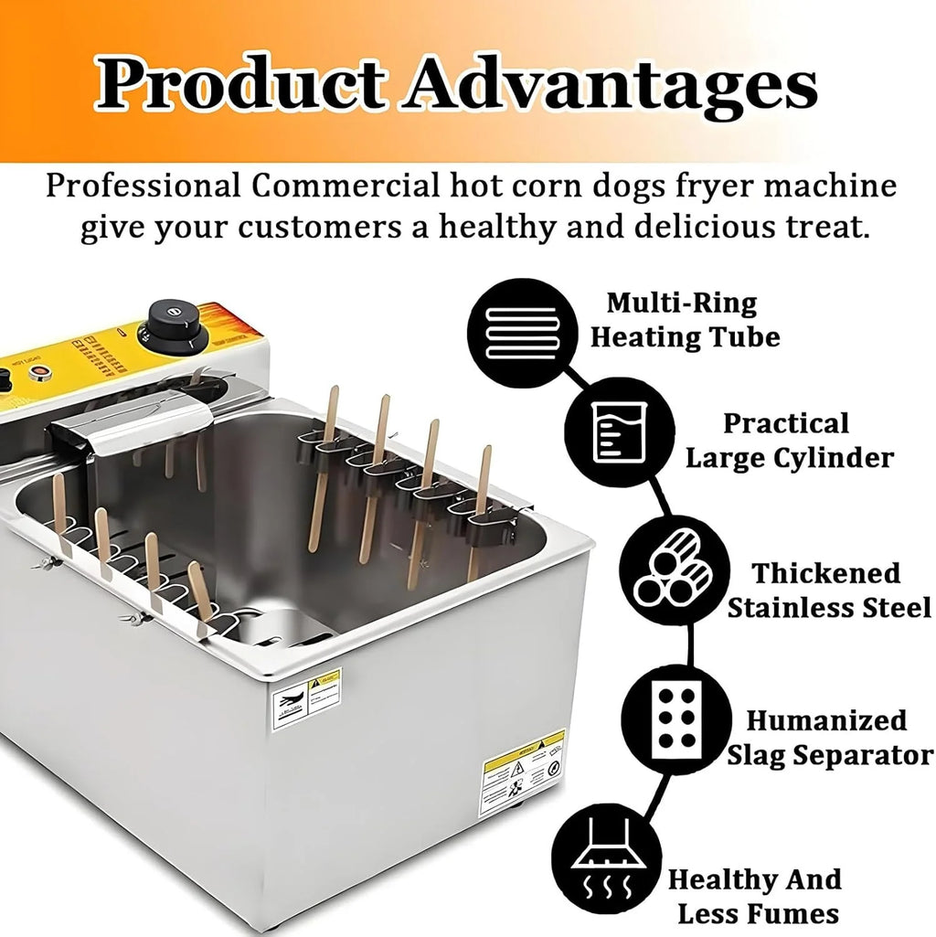 Frytkownica Elektryczna 1900 W - Frytkownica Do Serowych Paluszków Do Hot Dogów - Kuchenka Do Grillowania Kiełbasek - Frytkownica Do Kukurydzy 12 L - Producent Przekąsek