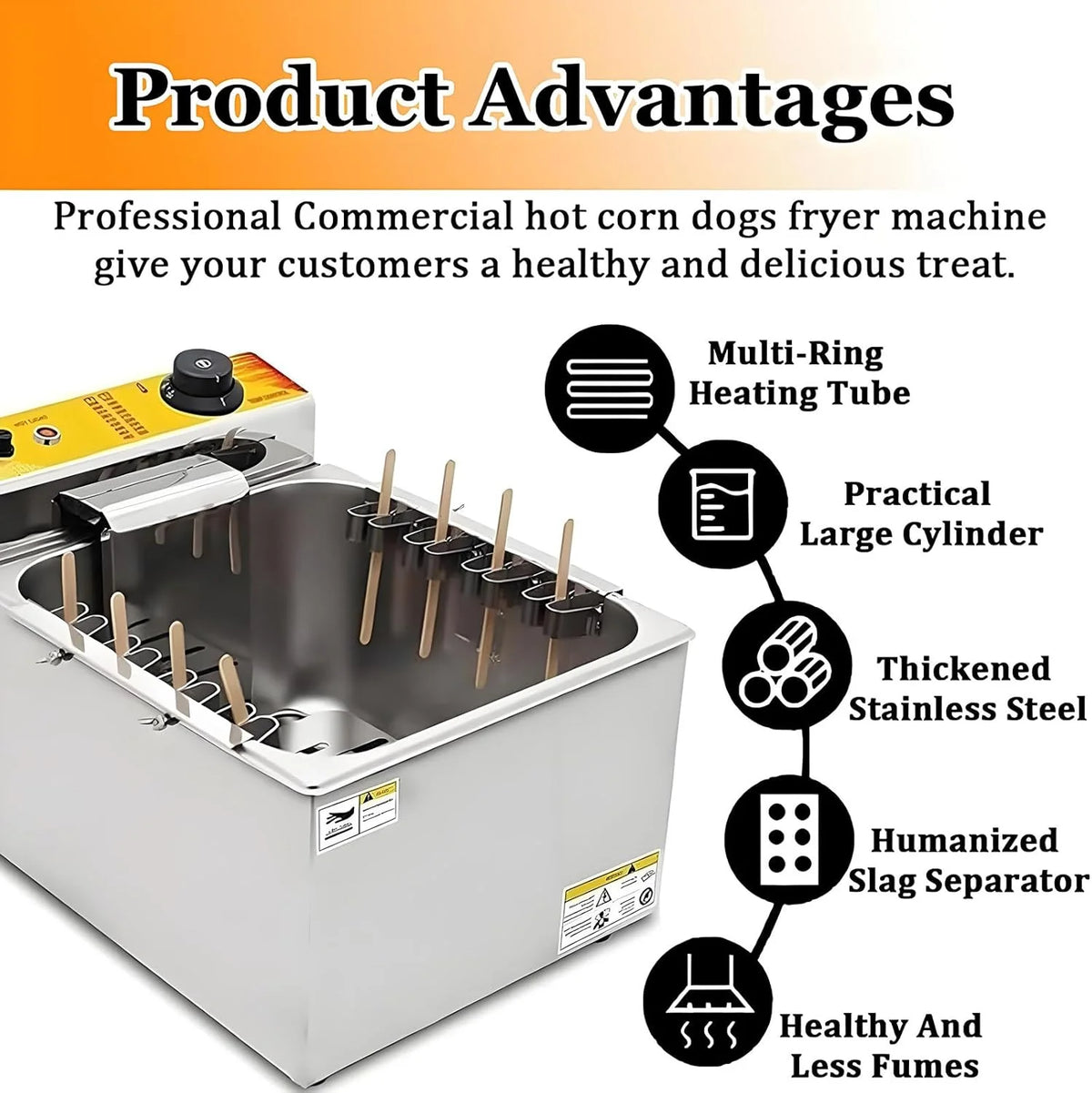 Frytkownica Elektryczna 1900 W - Frytkownica Do Serowych Paluszków Do Hot Dogów - Kuchenka Do Grillowania Kiełbasek - Frytkownica Do Kukurydzy 12 L - Producent Przekąsek