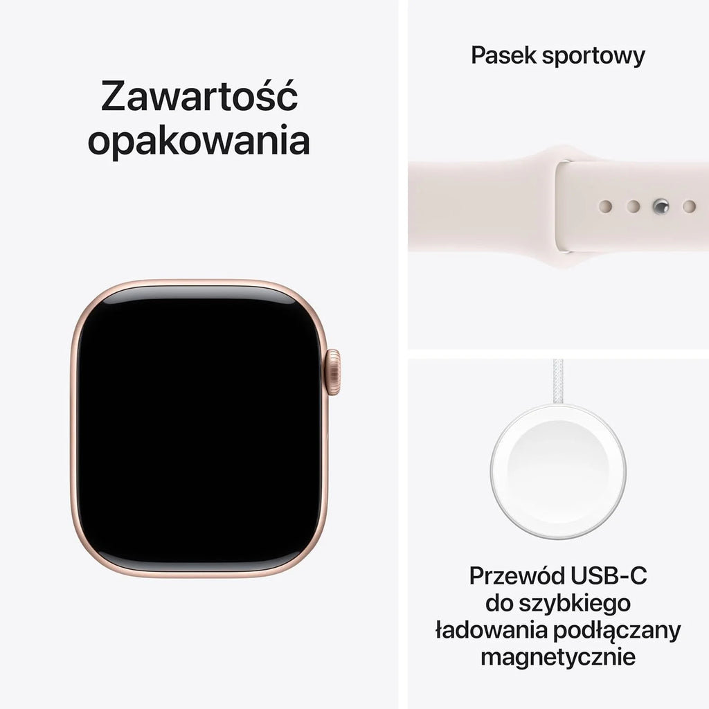 Apple Watch Series 11 GPS 42 mm Smartwatch, koperta z aluminium kolor Niedościgniona czerń, Pasek sportowy kolor czarny - S/M. Wynik snu, monitor fitness, monitorowanie stanu zdrowia