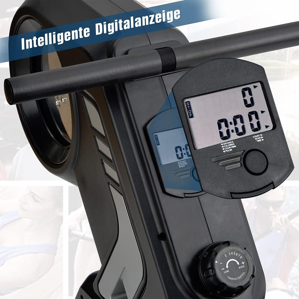Wioślarz do domu, wioślarz składany, wioślarz z wyświetlaczem LCD, 8 stopni oporu, do fitnessu w domu wioślarz do treningu cardio, do 150kg.