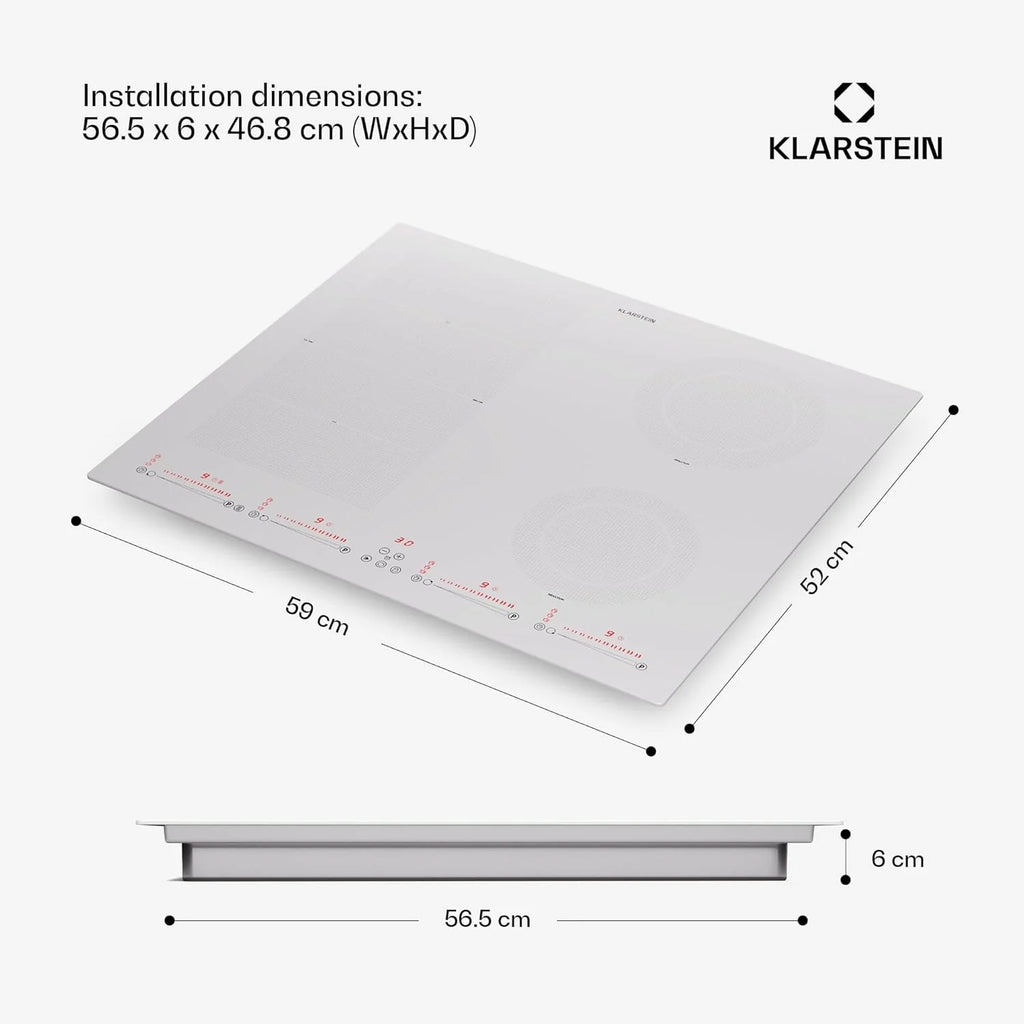 Klarstein Płyta indukcyjna z 5 płytami, 90 cm, płyta szklano-ceramiczna, 9600 W, 4 płyty grzewcze, sterowanie dotykowe i ochrona przed przegrzaniem, wydajna