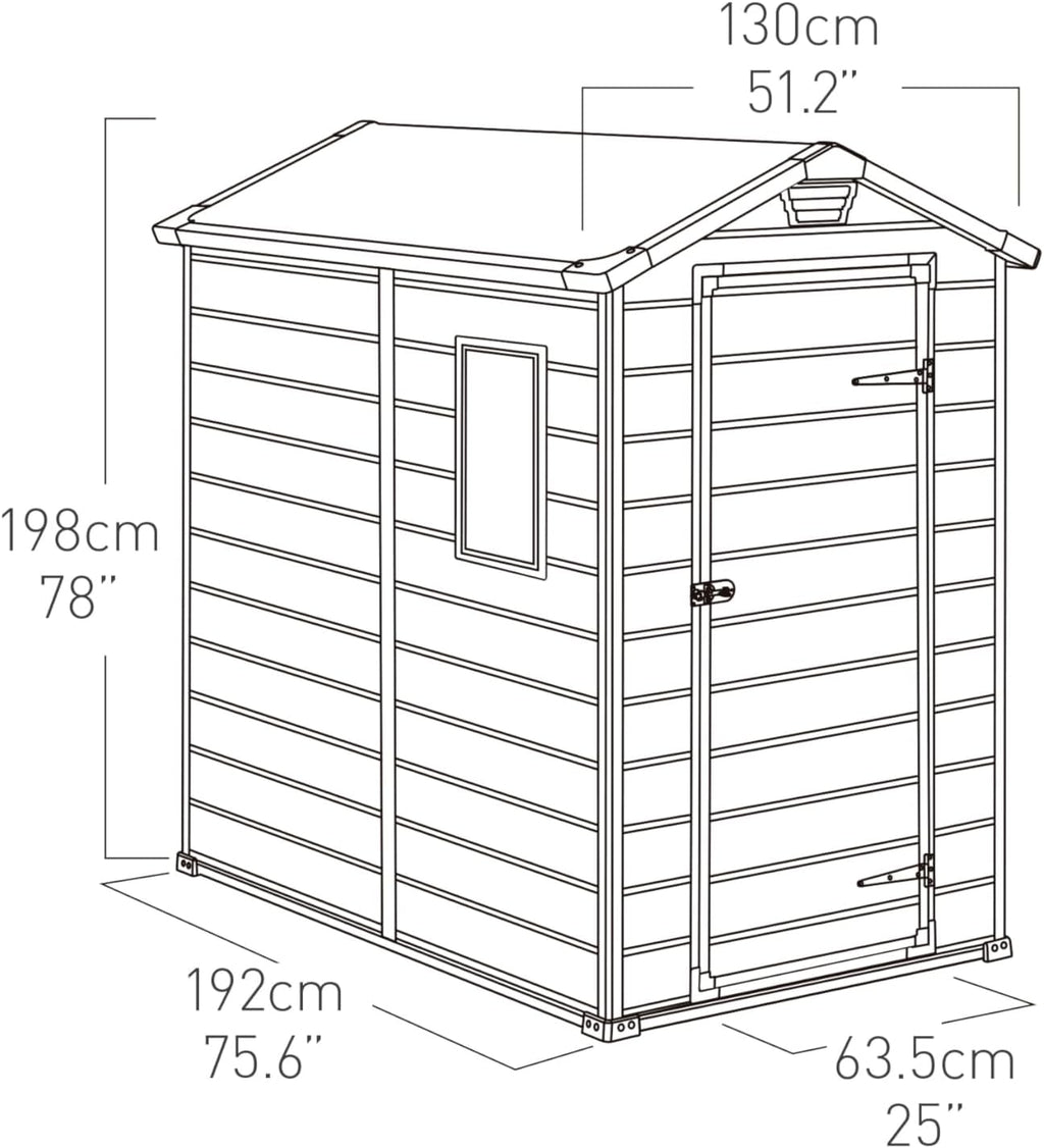 Keter Manor 4X6 - Domek ogrodowy, 130x192x198 cm i 2,2 m², podłoga, system wentylacji, drzwi i okno, wodoodporny, szary