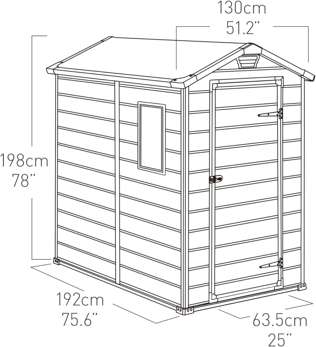 Keter Manor 4X6 - Domek ogrodowy, 130x192x198 cm i 2,2 m², podłoga, system wentylacji, drzwi i okno, wodoodporny, szary