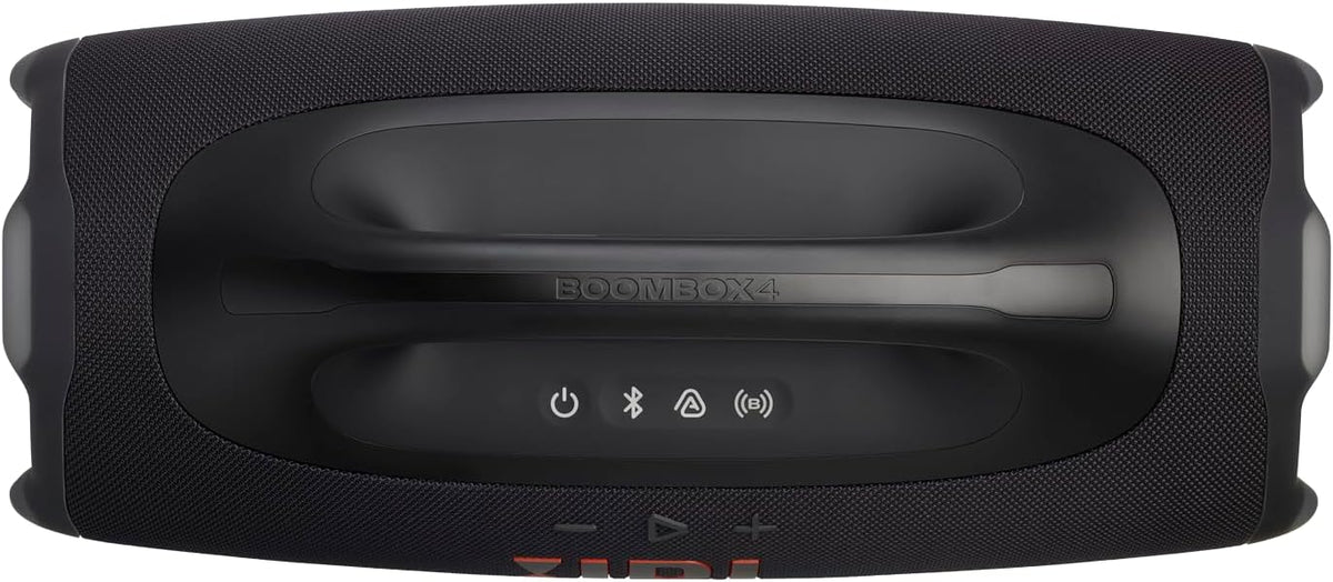 JBL Boombox 4 – przenośny głośnik Bluetooth z dźwiękiem JBL Pro Sound i AI Sound Boost, wodoodporny, pyłoszczelny (IP68), do 34 h odtwarzania, Auracast, 2 tryby wzmocnienia basu, czarny