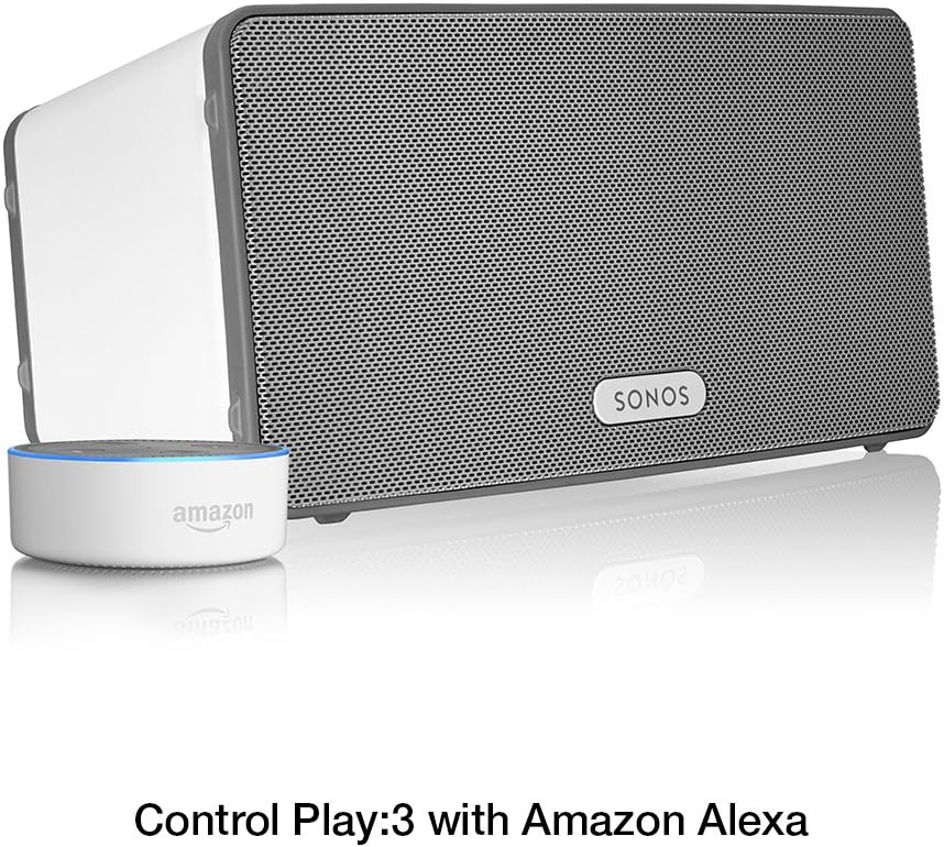 Sonos Play:3 - Średniej wielkości bezprzewodowy głośnik Smart Home do strumieniowego przesyłania muzyki, certyfikat Amazon i współpracuje z Alexą. (biały)