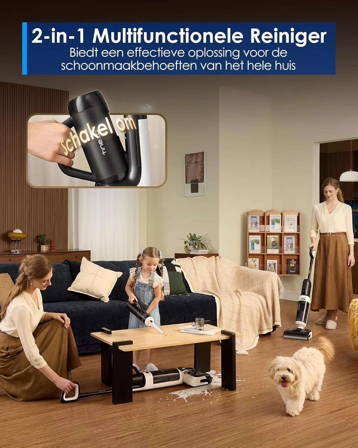 Tineco Floor One Switch S6 Stretch Breeze odkurzacz odkurzający, bezprzewodowy odkurzacz wielofunkcyjny 2 w 1, zasięg płaskiego 180°, samoczyszczący FlashDry 85℃, zapobiegający plątaniu, 20 kPa