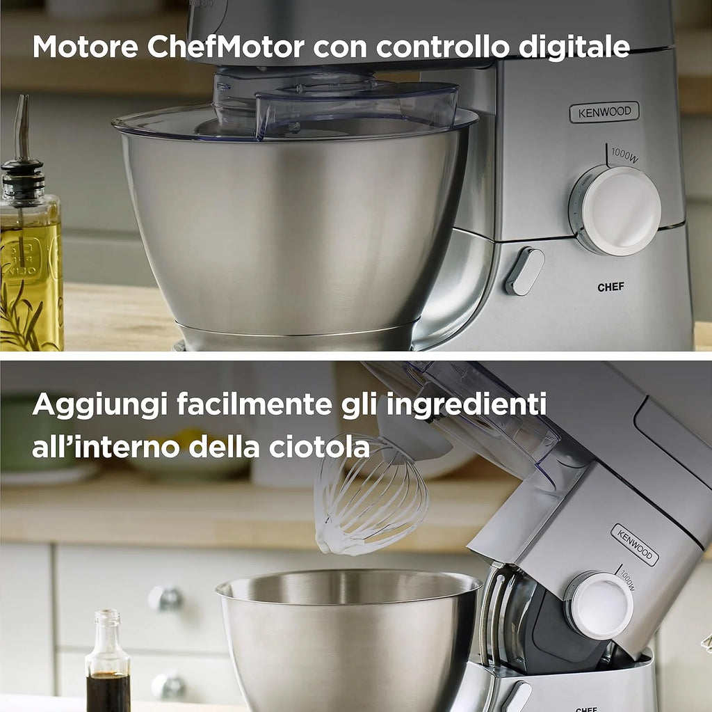 Kenwood KVC3100S Maszyna do pieczenia z ruchem planetarnym Baza, mikser i młynek do mięsa posrebrzanego