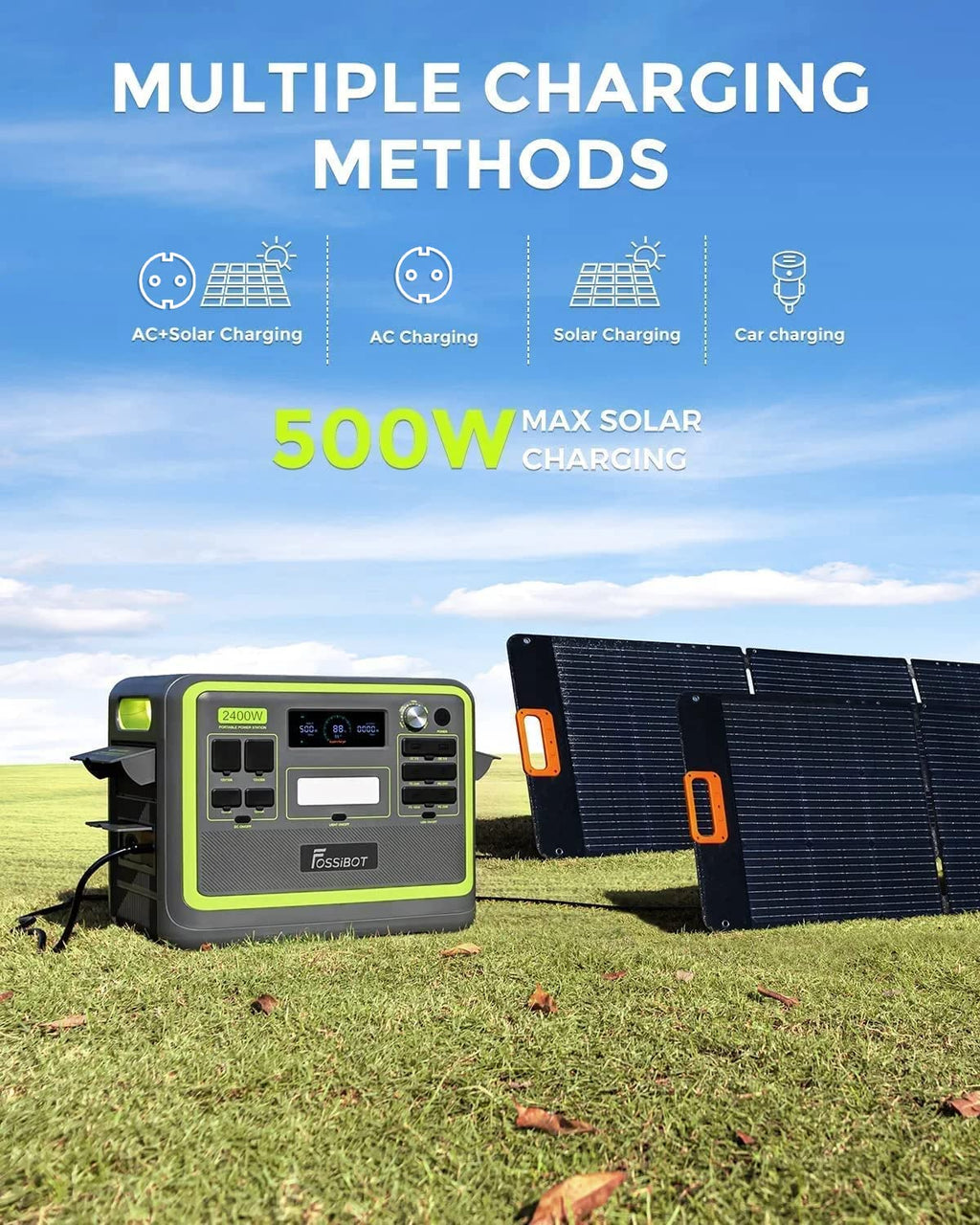 FOSSiBOT-Polska przenośna Stacja zasilania 2048 Wh Lifepo4, 2400W F2400 XT90 APP