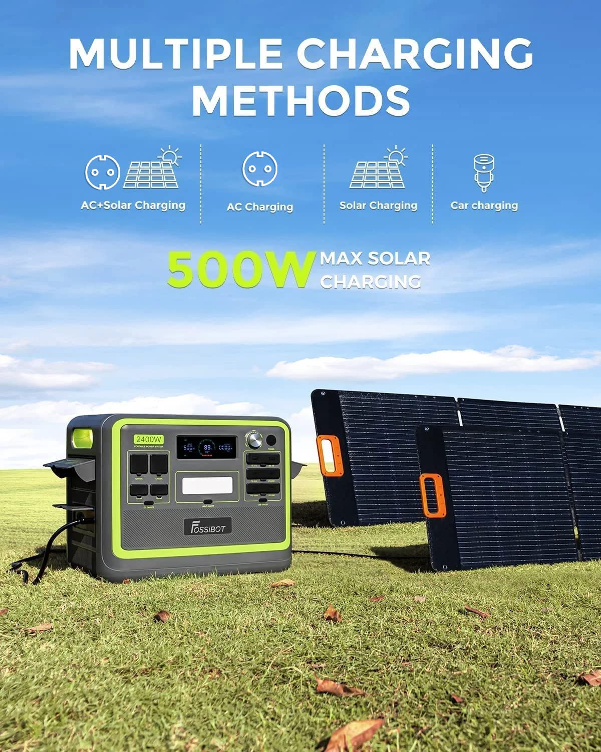FOSSiBOT-Polska przenośna Stacja zasilania 2048 Wh Lifepo4, 2400W F2400 XT90 APP