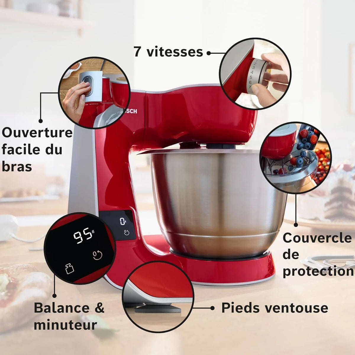 Bosch Robot kuchenny Serie 4 MUM5X734, 1000 W, zintegrowana waga, blender kielichowy, rozdrabniacz, pełny zestaw akcesoriów