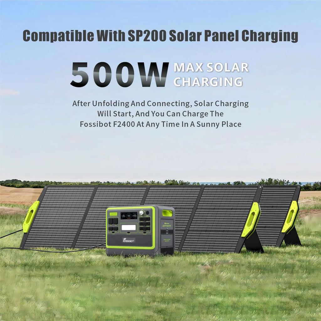 FOSSIBOT-Polska F2400 przenośna stacja zasilająca 2048Wh 2400W 200W panel słoneczny
